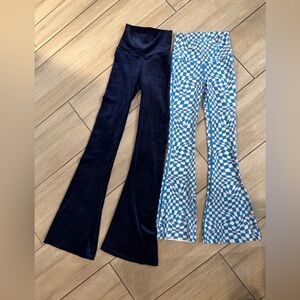 Niyama Sol (Resoluna) Flared Bottoms yoga pants- lot of 2- Navy, blue/white/pink